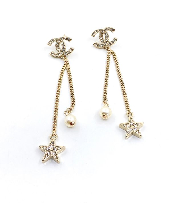 18K CC Pearl & Star Earrings - 图片 4