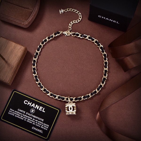 18K CC Leather Choker Necklace - 图片 4