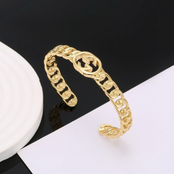 18K Double G Chain Open Bracelet - 图片 4