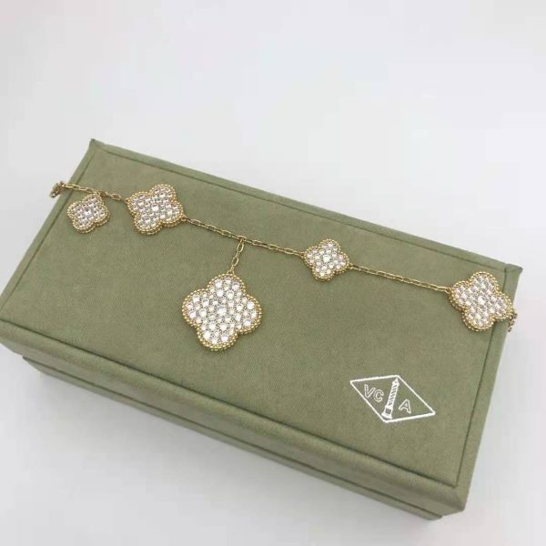 18K Magic Alhambra Five Motifs Diamonds Bracelet - 图片 4