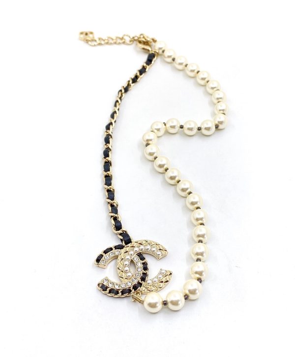 18K CC Leather Pearls Necklace - 图片 4