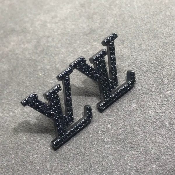 18k Louis Iconic Black Crystal Stud Earrings - 图片 7