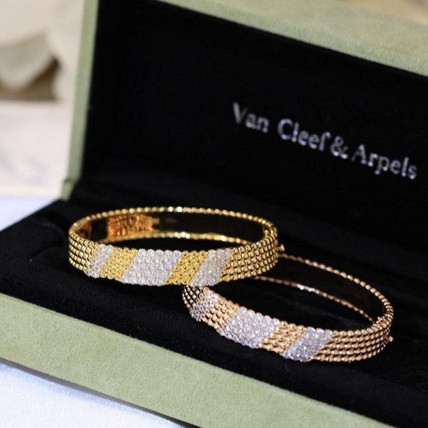 18K Perlée 5 Rows Diamond Bracelet - 图片 5
