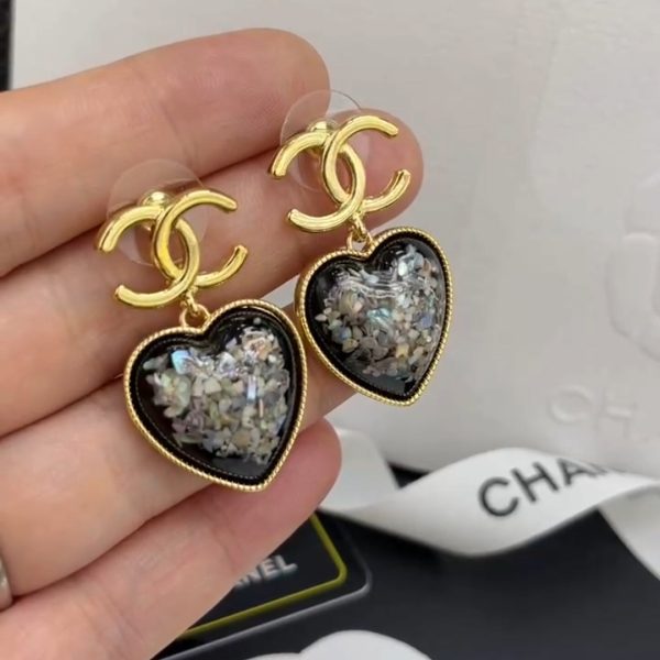 18K CC Multi-Color Crystals Heart Earrings - 图片 3