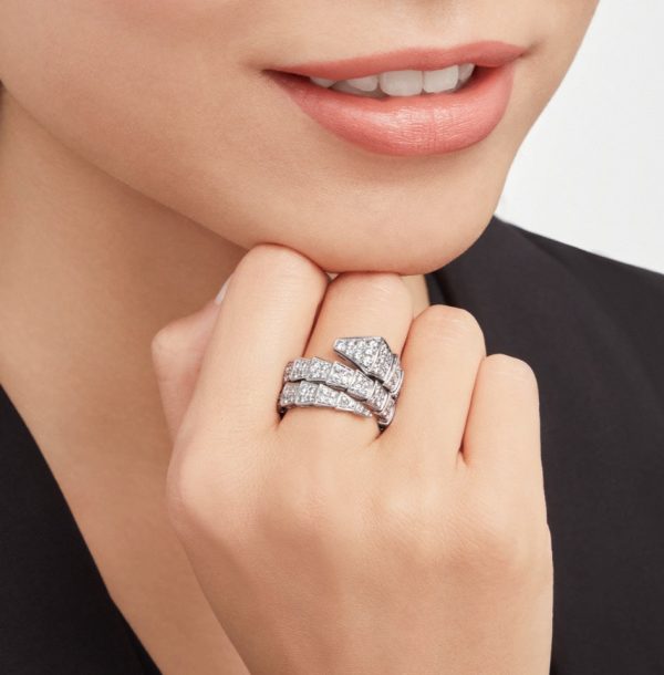 18K BV Serpenti Viper Full Pave Diamond Ring - Image 2