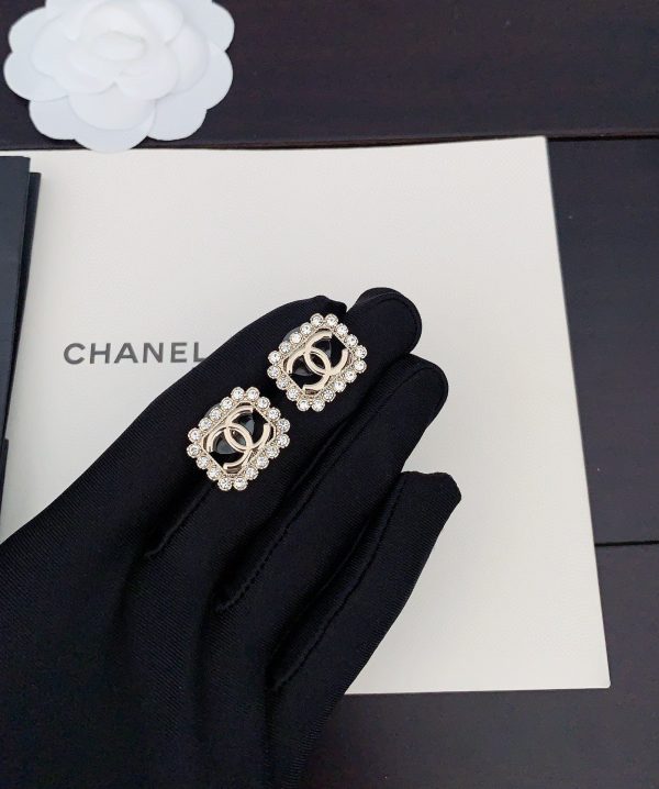 18K CC Square Pearls Earrings - 图片 4