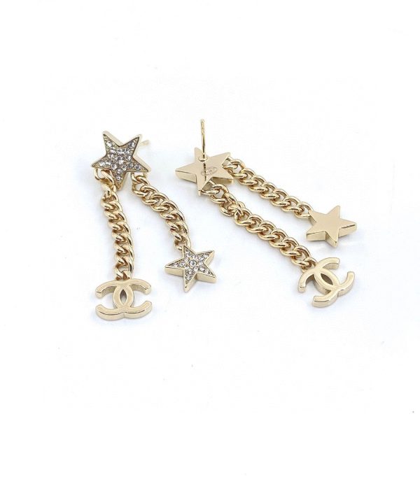 18K CC Star Diamonds Long Earrings - 图片 5