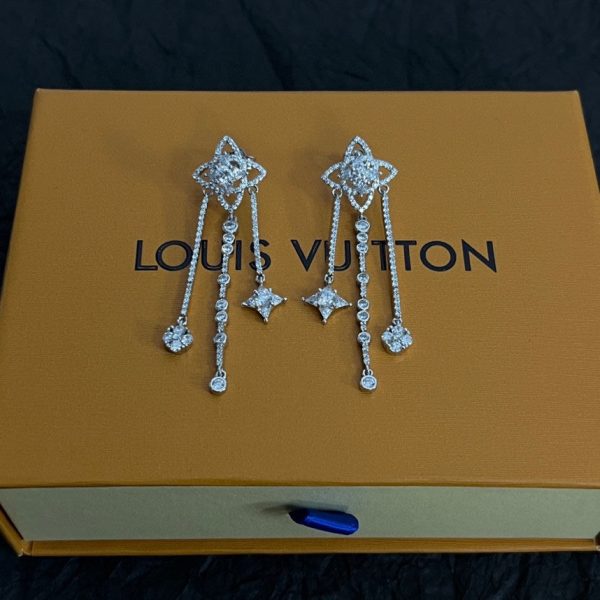 18K Louis Diamond Flowers Long Earrings - 图片 3