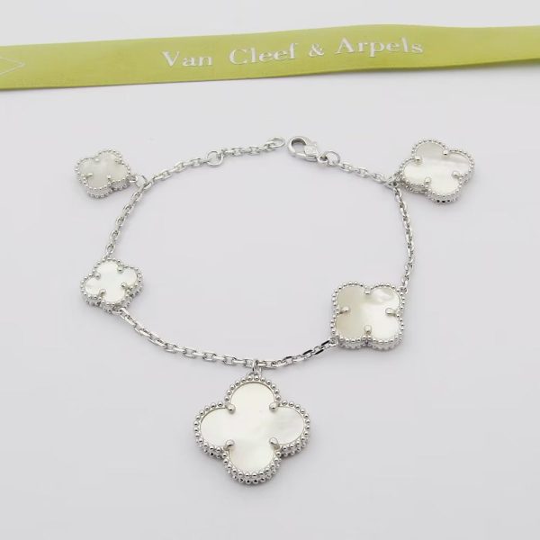 18K Magic Alhambra Five Pearls Motifs Clover Bracelet - 图片 2