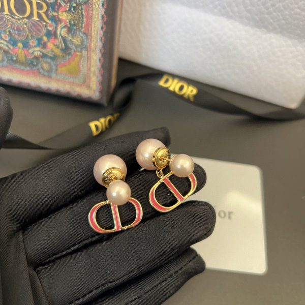 18K CD 30 Montaigne Rani Pink Pearls Earrings - 图片 4