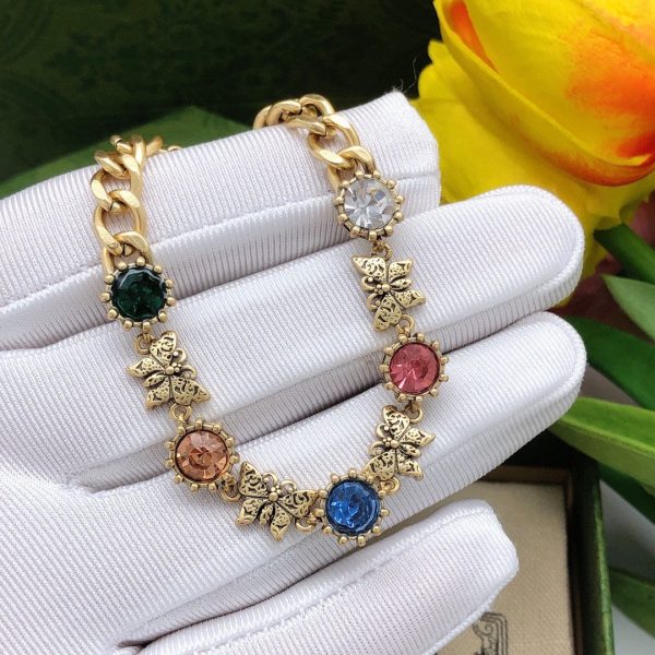 18K Double G Interlocking G Crystals Bracelet - 图片 4