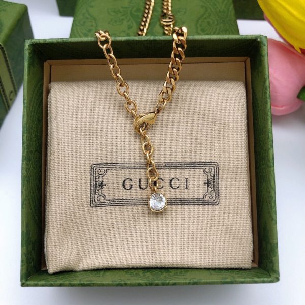 18K Double G Flower Crystals Necklace - 图片 5