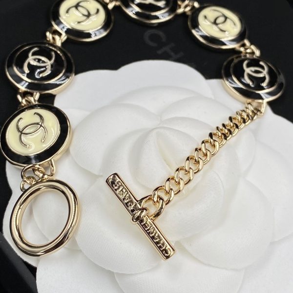 18K CC Black & White Resin Chain Bracelet - 图片 4
