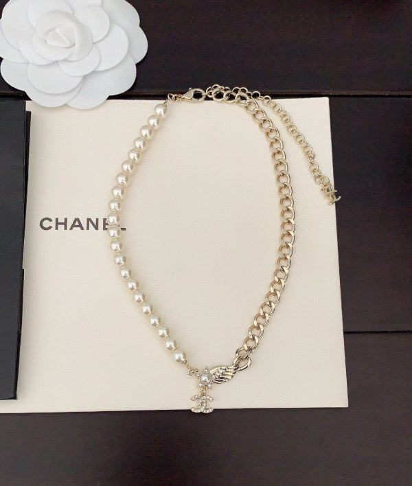 18K CC Pearl Chain Choker Necklace - 图片 4