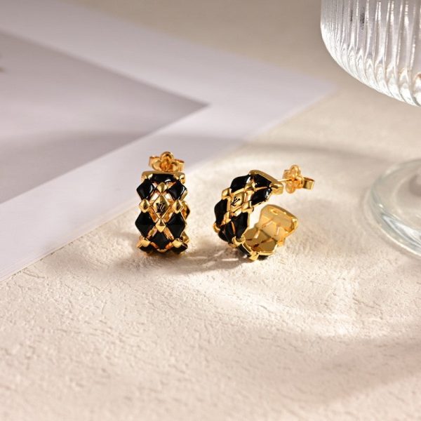 18K Louis Leather Earrings - 图片 5