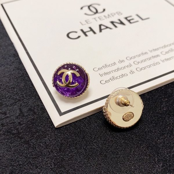 18K CC Purple Crystal Earrings - 图片 5