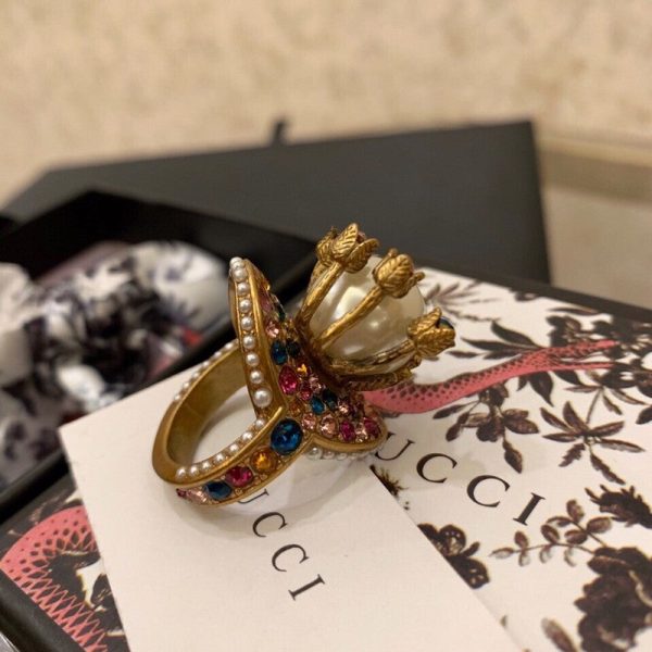 18K Double G Multistone Pearl Ring - Image 7