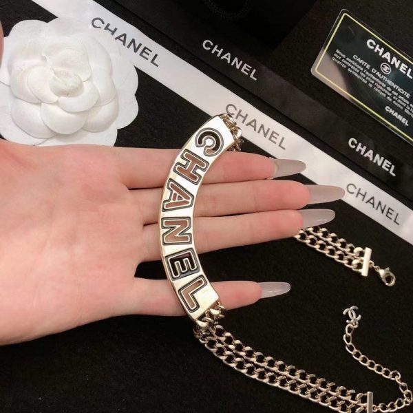 18K CC White Logo Choker Necklace - 图片 5
