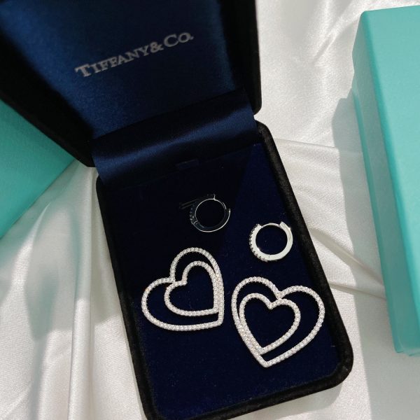 18K T Double Heart Diamond Earrings - 图片 4