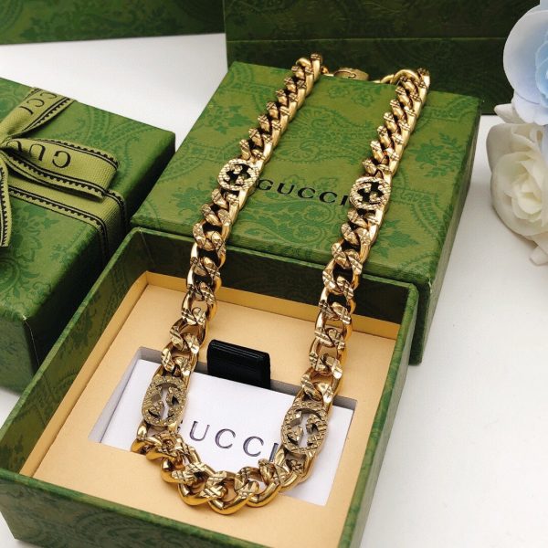 18K Double G Chain Diamond Necklace - 图片 5