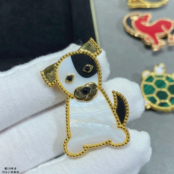 18K Lucky Animals Dog Clip Brooch - 图片 4