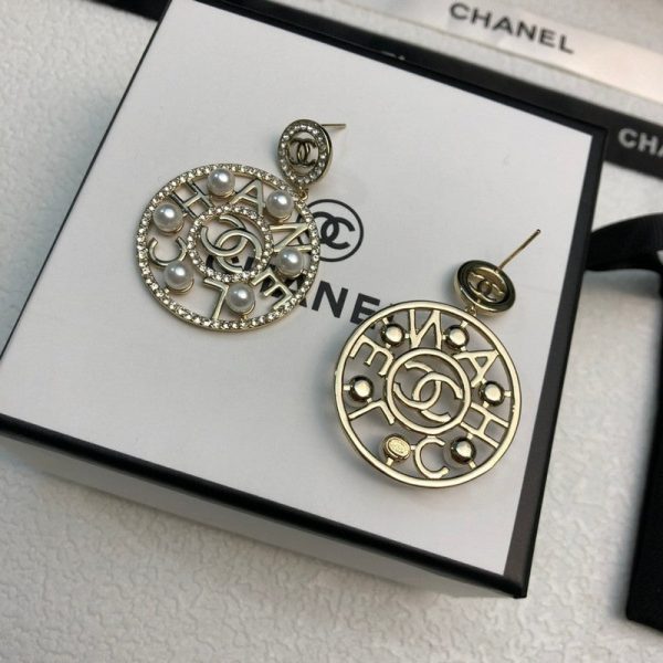 18K CC Circle Pearl Pendant Earrings - Image 7