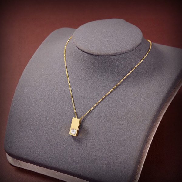 18K Triomphe Sentimental Double Square Diamond Necklace - 图片 2