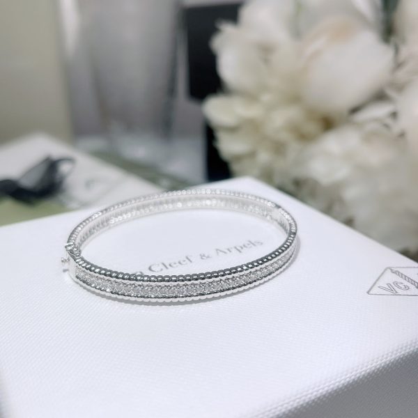 18K White Gold Perlée Diamonds One Row Bracelet - 图片 6