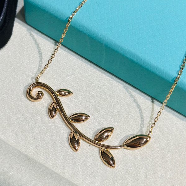18K T Olive Leaf Vine Pendant Necklace - 图片 5
