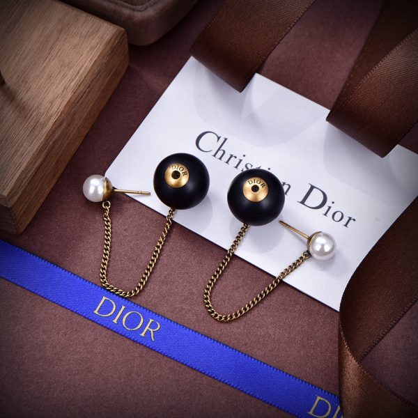 18K CD Tribales Black Resin Pearl Earrings - 图片 7