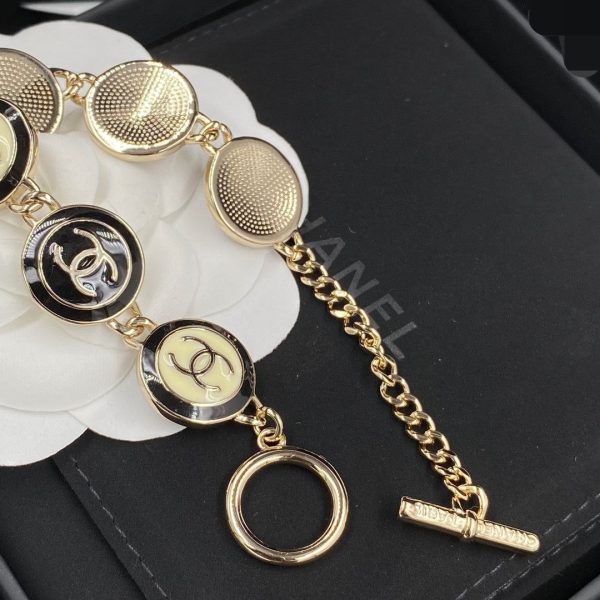 18K CC Black & White Resin Chain Bracelet - 图片 5