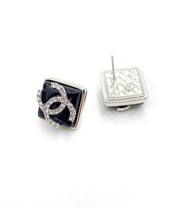 18K CC Square Earrings - 图片 2