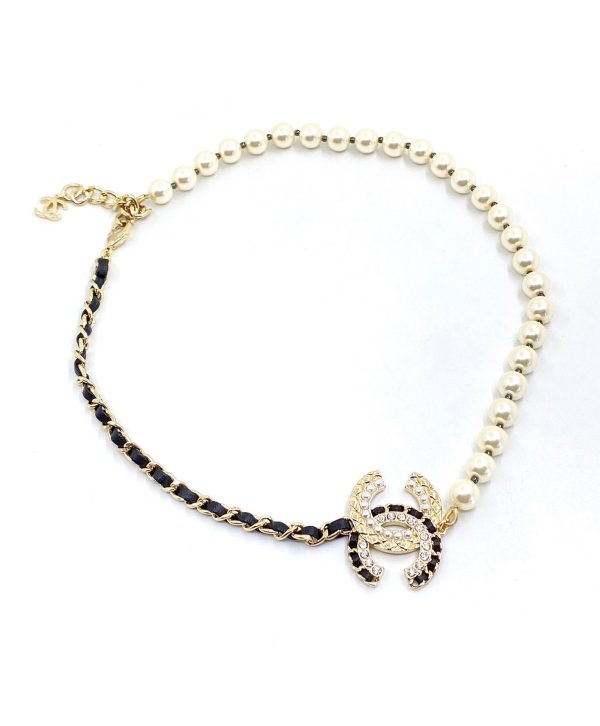 18K CC Leather Pearls Necklace - 图片 5