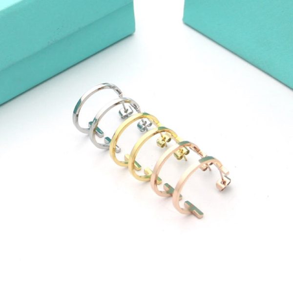 18K T Hoop Earrings - 图片 6