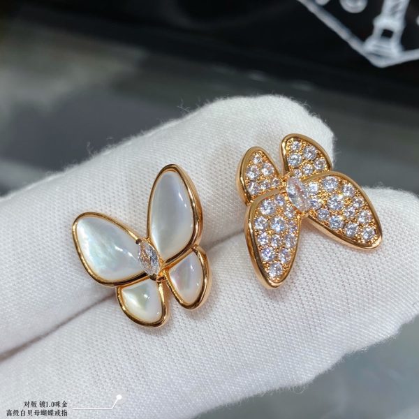 18K Two Butterfly Between the Finger Pearl Ring - 图片 7