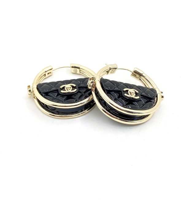 18K CC Black Bag Earrings - 图片 5