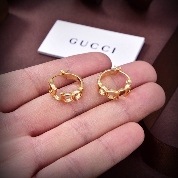 18K Double G Script Earrings - 图片 2