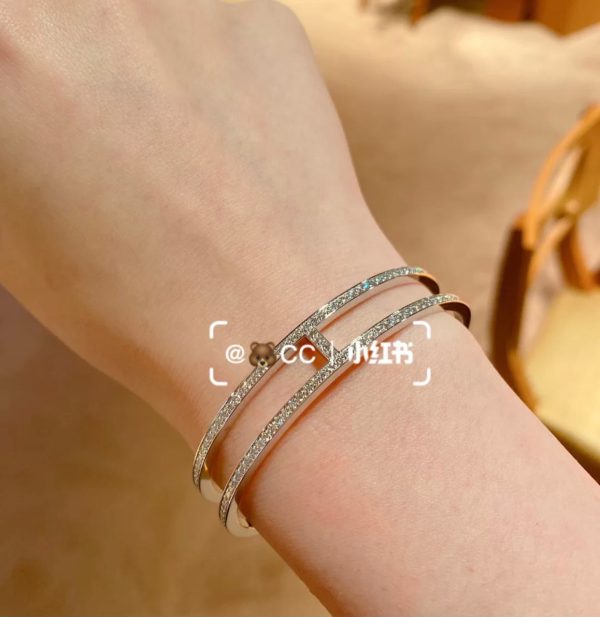 18K Ever Chain D’ancre Cuff Diamond H Bracelet - 图片 6