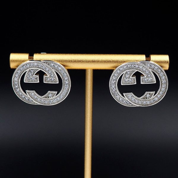18K Double G Diamonds Earrings - 图片 5