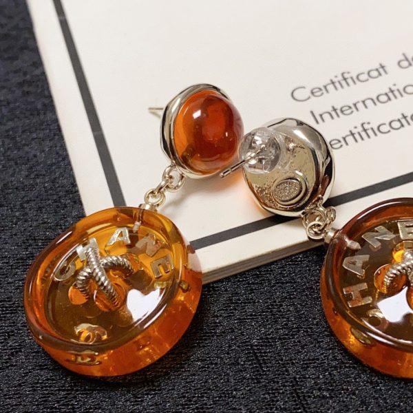 18K CC Orange Pendant Earrings - 图片 4