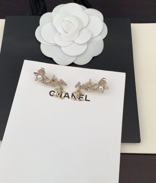 18K CC Script Diamonds Earrings - 图片 5