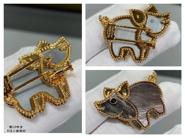 18K Lucky Animals Pig Clip Brooch - 图片 5