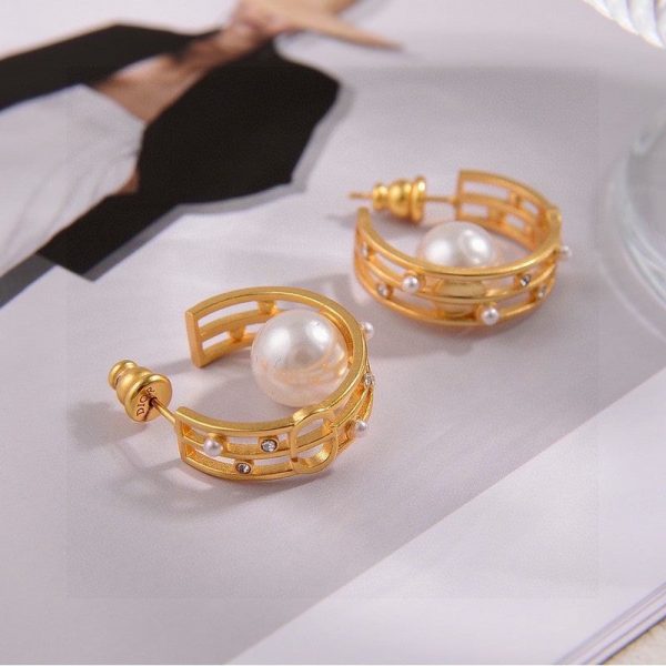 18K CD D-Backstage Pearl Earrings - 图片 4