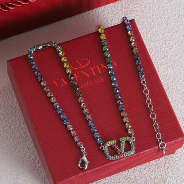 18K Vlogo Multi-Color Crystals Necklace - Image 6