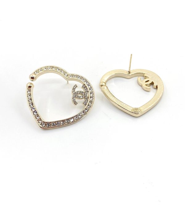 18K CC Diamond Heart Earrings - 图片 2
