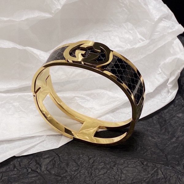 18K Double G Black Gold Cuff Bracelet - 图片 9
