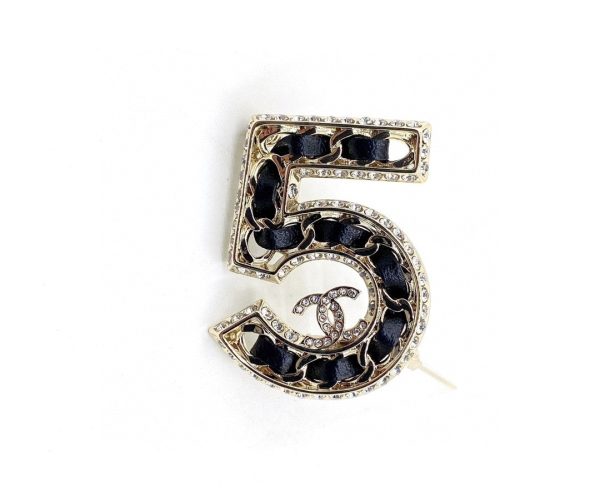 18K CC No.5 Strass Brooch - 图片 5