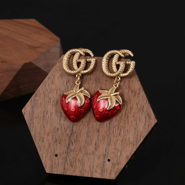 18K Double G Strawberry Earrings - 图片 5