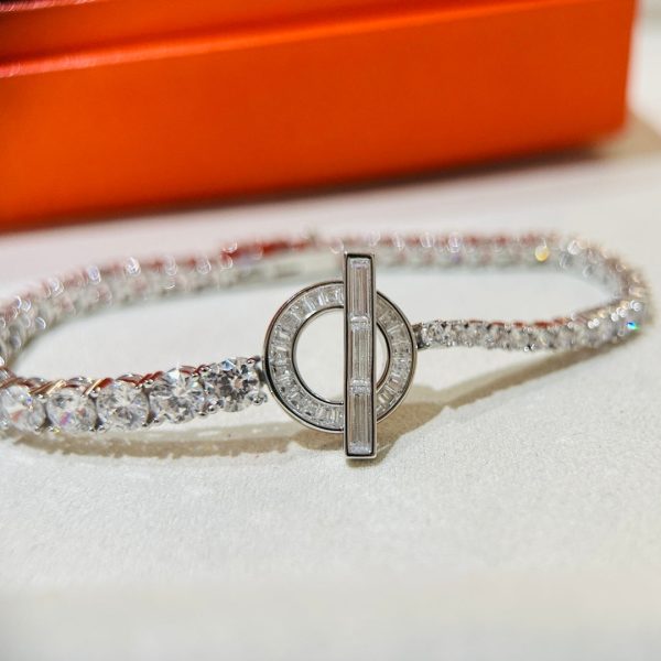 18K Finesse Link Diamond H Bracelet - 图片 6