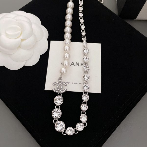 18K CC Pearls Crystals Necklace - 图片 5
